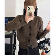 【日本倉庫即納】 ショート丈ニットカーディガンポケット付き