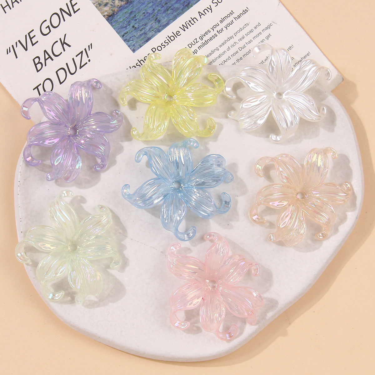 スイセン カボション イチハツ デコパーツ アクリルパーツ アクセサリーパーツ 貼り付け ハンドメイド 花