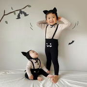 全3色[66-90cm] ベビー キッズ ハロウィンINS風ロンパース サスペンダー付きセットアップ 伸縮ロングパンツ