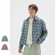 メンズファッション チェック柄 シャツ 男女兼用 カジュアル トップス 春秋 2025新作★全2色