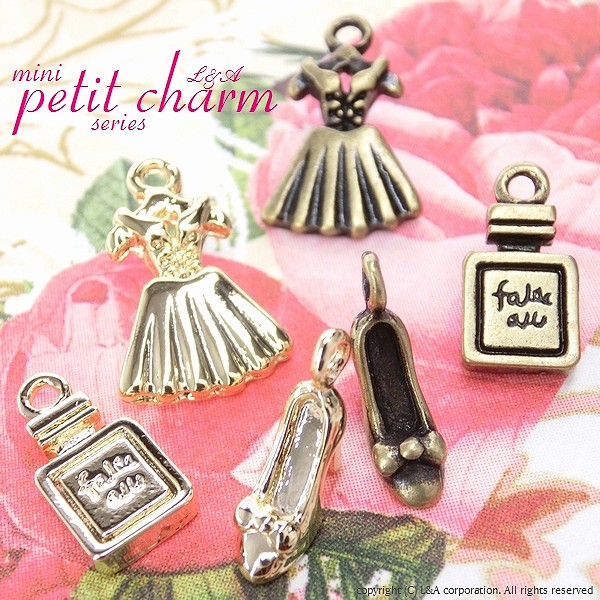 ▼限定45％off11日17時まで▼2個価格★L&A★香水＆ハイヒール＆ドレスチャーム★“petit charm”K16GP★