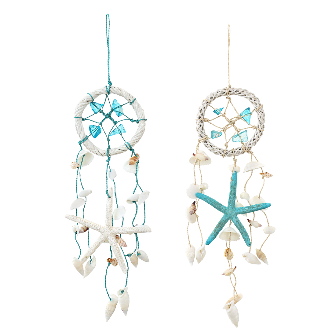 ドリームキャッチャー ビーチグラス付[貝 ガラス ガーランド ハワイ マリン トロピカル フラ サーフ]
