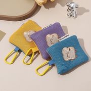 韓国風 イヤホンケース カードキー収納 ミニポーチ ストラップ付き