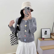 ニットカーディガン　デザイン　韓国ファッション　かわいい　ハート