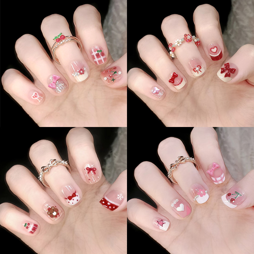 花 ネイルチップ 24ネイル枚SET デザインチップ 量産型ネイル つけ爪 ショート ネイルシール 貼るだけ 韓国