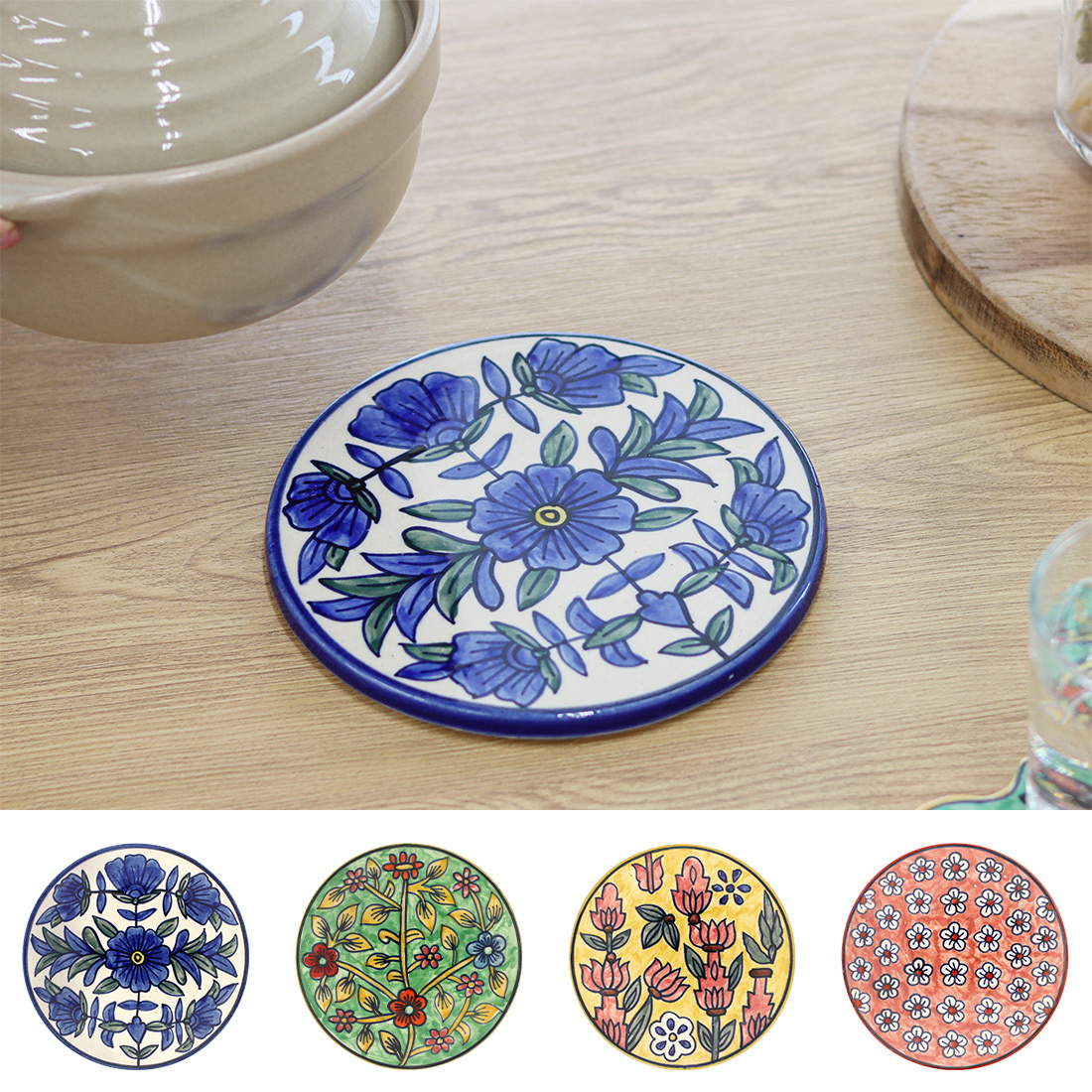 プリヤ 鍋敷き[陶器トレイインドアジアンエスニックオリエンタル25AW]