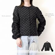 【2025新作】シアードビードット　長袖　シャーリング　ブラウス(32968)