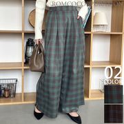 【2025新作商品♪】チェック柄タックワイドパンツ