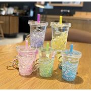 新入荷★ファション小物 キーホルダー  ★流砂夜光ミルクティーカップキーチェーン  ★バッグアクセサリー