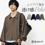 【2025年秋の新作】シアー ワッフル 長袖 バルーン袖 ポロシャツ／MinoriTY
