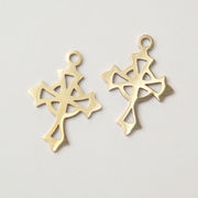 クロス チャーム ステンレス製 約17mm ケルト風 十字架 ゴールド 金属アレルギー対応