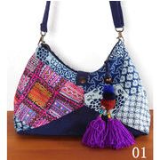 モン族古布 + 藍染め　ショルダーバッグ