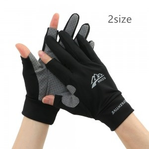 ハイクール 2カット スポーツ手袋【接触冷感/UVカット/滑り止め/スマホ対応/メンズ/ブラック】