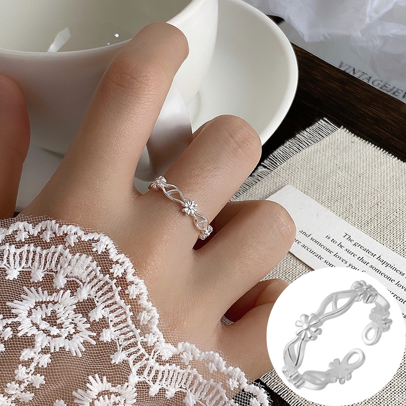 お花ステーションシルバー指輪 リング S925 シルバーアクセサリー アレルギー対応 調整可能 おしゃれ 上品