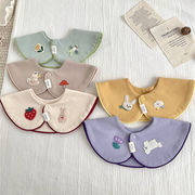 2025新作　ベビースタイ　刺繍　動物柄　綿100％　付け襟　森ガール　よだれかけ　赤ちゃん　ビブ　12色