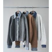 オシャレ　ゆったりデニム切替ニットトップス　レディース　6色