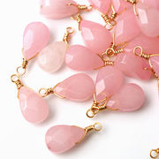 【天然石 ピンクオパール】チャーム シャンクビーズ  約15mm  ハンドメイド材料 ピアス ネックレス素材