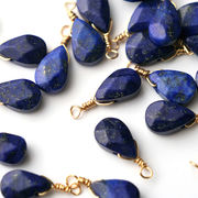 【天然石 ラピスラズリ】 チャーム シャンクビーズ 約15mm  ハンドメイド材料 ピアス ネックレス素材