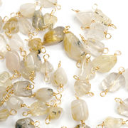 【天然石 金ルチル】コネクター チャーム シャンクビーズ 約6×8mm   ピアス ネックレス素材