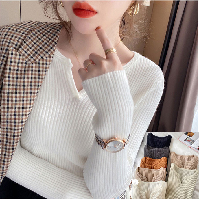 秋新作 ニット トップス レディース セーター 長袖 プルオーバー インナー 着回し 大人可愛い