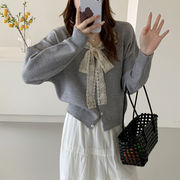 【2025秋冬】韓国風レースデザインニットコートカジュアル