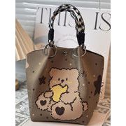 お洒落 手提げ アニマル 熊柄 コンパクトサイズ ミニトートバッグ 　ba0593