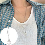 揺れるパールネックレス スネークチェーン S925 シルバーアクセサリー アレルギー対応 おしゃれ