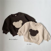 全2色[80-130cm] 子供 秋冬新作 フリースボアスウェットトップス 長袖 男女兼用あったかトップス