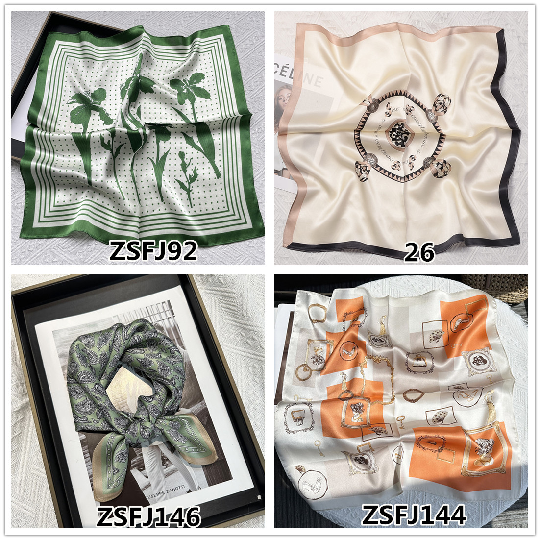 人気新作 ネッカチーフ シルク100％ スカーフ レディーススカーフ ミニスカーフ 正方形スカーフ