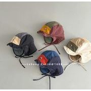 新作　キッズ　保温耳保護帽　刺繍防寒帽子　4色