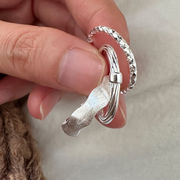 波縁シルバー指輪 紐 縄 キラキラ リング S925 シルバーアクセサリー アレルギー対応 調整可能 おしゃれ