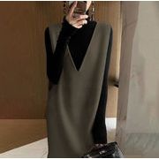 2025秋冬新作 韓国風    おしゃれ カジュアル アウター   ニットベストワンピース2色