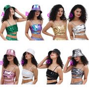 ヒップホップトップス ダンスウェア お目立ち度満点!メタリックトップス/ホットトップス セクシートップス