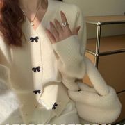 2025年INS 秋冬新作    気質   おしゃれ    高級感  リボン ニット  カーディガン
