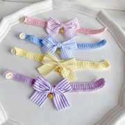 猫用編み込みスタイ可愛いブルーホワイト首輪