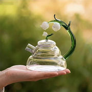 話題の注目アイテム 早い者勝ち ガラスティーポット 高硼珪酸 冷水・冷茶用 スズランデザイン 大容量