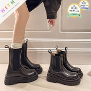 2025冬新作 本革 マーチンブーツ レディースブーツ 太ももヒール 厚底 裏起毛 ショートブーツ 美脚