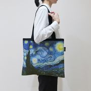 光る生地『トリコリュム』唯一無二のトートバック　ゴッホの名画　星月夜