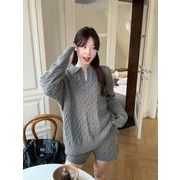 2025年INS 秋冬新作    気質   おしゃれ   デザイン性   ニット  2点セットアップ