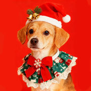 クリスマスペット用スナッフルタオル 犬猫首巻き三角巾 ホリデー装飾品XS～L7色