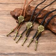 首輪レザーネック/ループタイ メンズ ポロタイ ボロタイ おしゃれ 紐 ロープ アクセサリーE90066