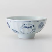 〈ＳＡＬＥ〉【波佐見焼】 藍染丸紋 持易飯碗　日本製