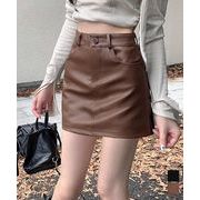 【日本倉庫即納】 PUレザーミニスカートハイウエスト韓国風