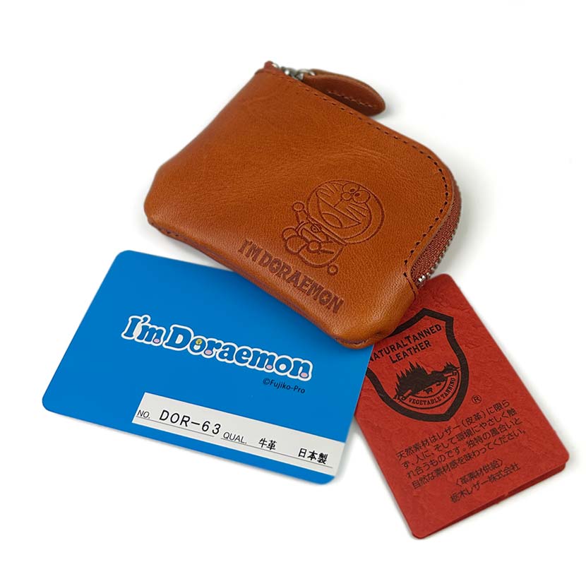 全5色】日本製 栃木レザー 本革 ドラえもん L字ファスナー スリム