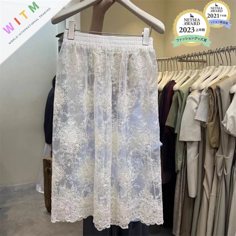 2026春夏新作 花柄 レーススカート ロングスカート 重ね着 レディース 透け感 オシャレ