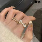 リング レディース リボン パール マーブル ガーリー かわいい フェミニン 上品 大人っぽ 華やか