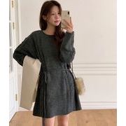 今季マストバイ   気質  可愛い  スウェット    韓国風   クルーネック  ワンピース