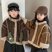 【2025秋冬新作】韓国風子供服  フェイクレザー×ボア一体型 ジャケット 防寒 アウター メンズ レディース