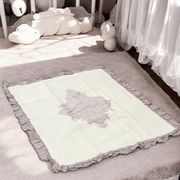 フリル付き コットンマット 110×85cm｜アンティーク調 デザインマット 滑り止め付き