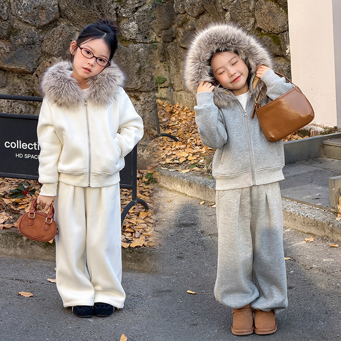 2025秋冬※KUJ☆取り外し可能ファー襟 スミスフリース スウェットセットアップ